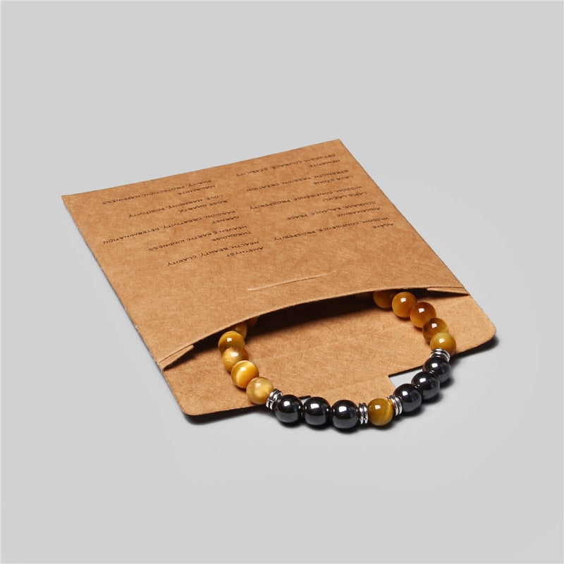 Bracelet Hématite Œil de Tigre - Pierre Naturelle Couple