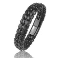 Bracelet Chaîne Cuir Homme - Fermoir Magnétique Doré