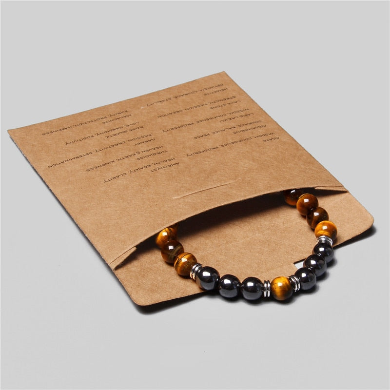 Bracelet Hématite Œil de Tigre - Pierre Naturelle Couple