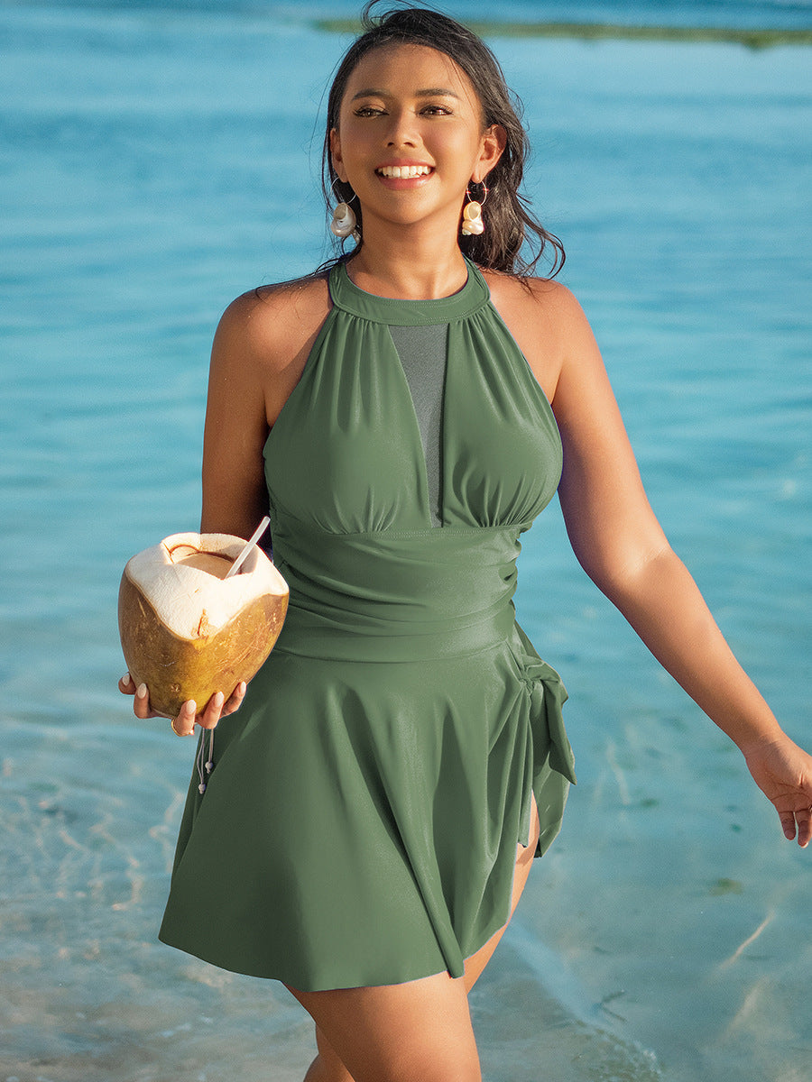 Maillot de Bain Une Pièce Femme Grande Taille – Jupe Intégrée | L à 5XL