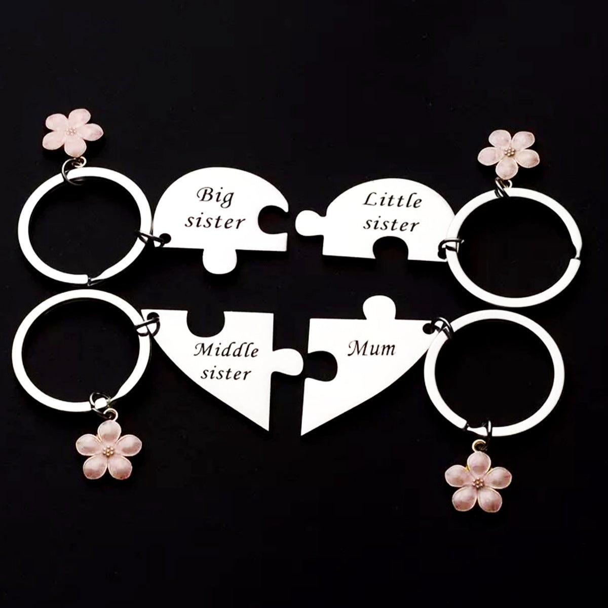 Porte-Clés Fête des Mères Gravé - Fleur Or Rose Pendentif