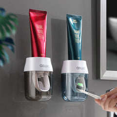 Toothpaste Squeeze Artifact Full-automatic Squeezer Storage Rack Wall-mounted Lazy Toothbrush Holder Non-perforated Children's Rack