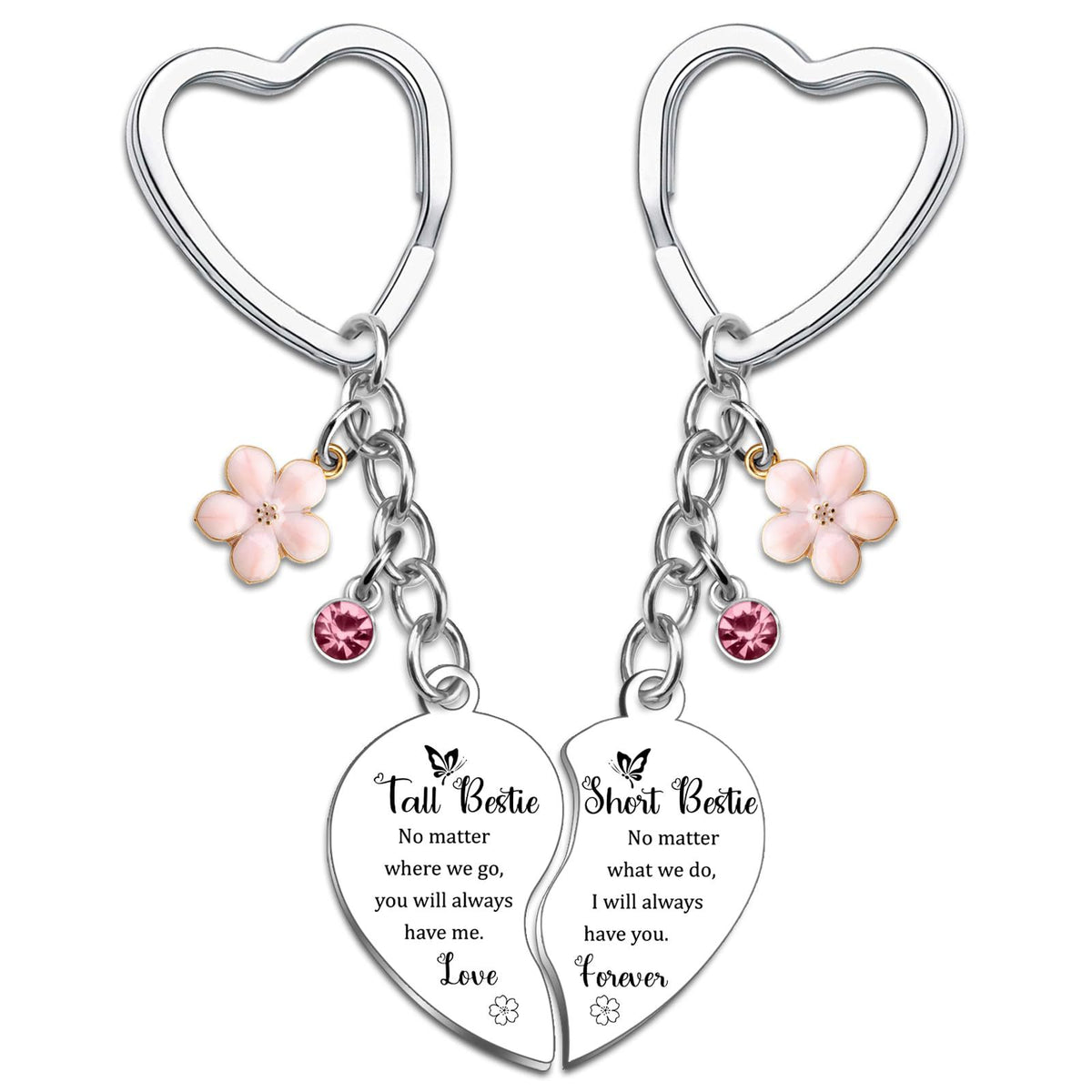 Porte-Clés Fête des Mères Gravé - Fleur Or Rose Pendentif