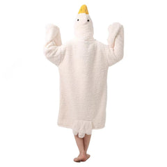 New Big Goose Coral Velvet Pajamas for Men and Women in Winter Funny Couple Cute Cartoon Elizabeth Duck Home Clothes