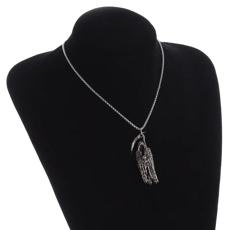 Collier Pendentif Faux de la Mort - Bijou Gothique Enfer