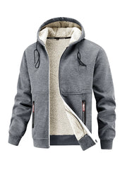 Manteau homme en polaire d’agneau – Capuche et coupe épaisse