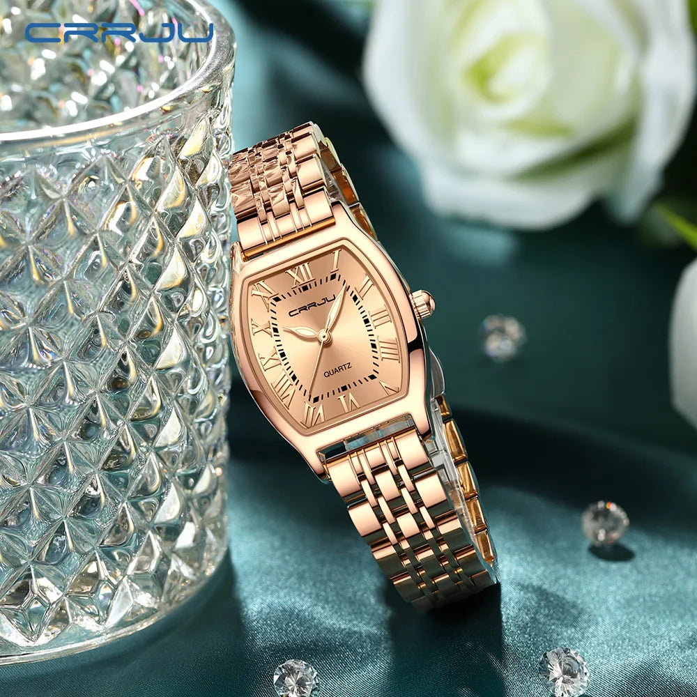 Montre Femme CRRJU Acier - Carrée Étanche Élégante