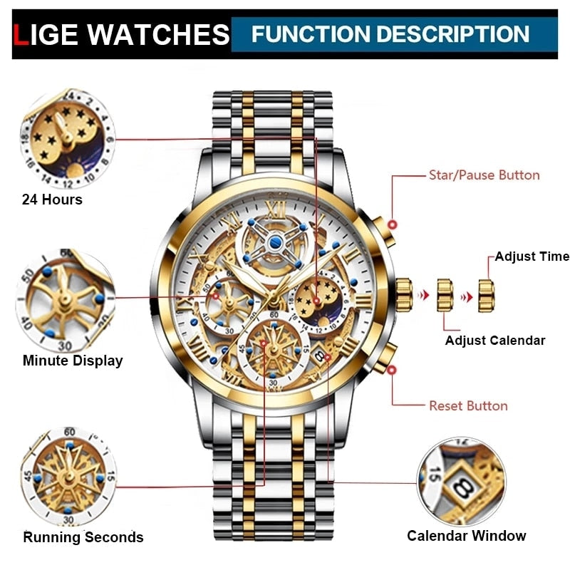 Montre Sport Homme - Chronographe Militaire Étanche