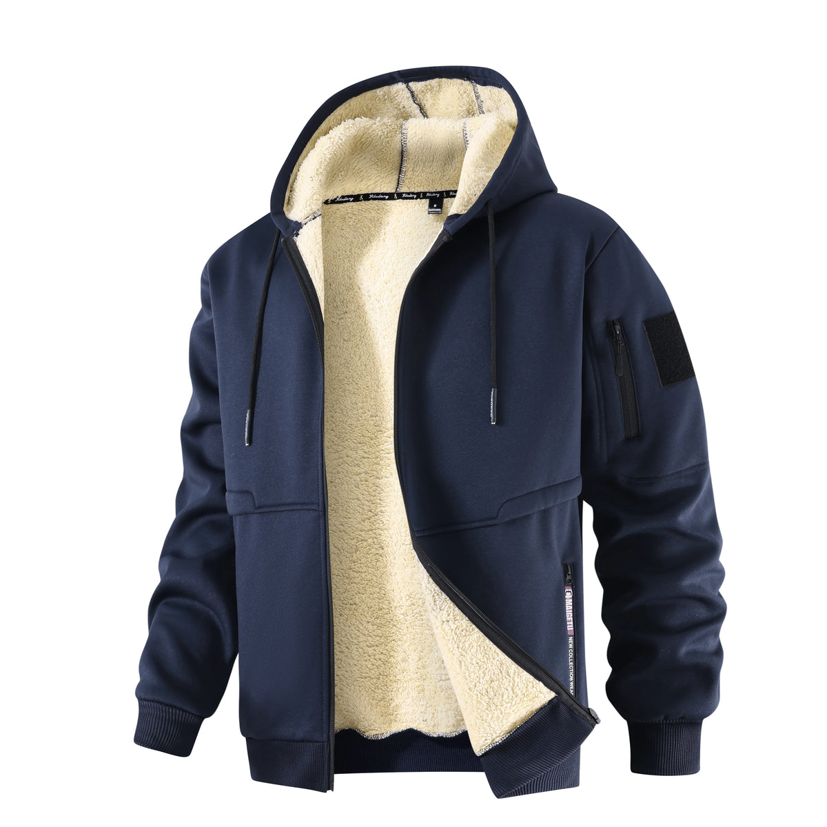 Veste polaire d’hiver pour homme – Capuche et fermeture zippée