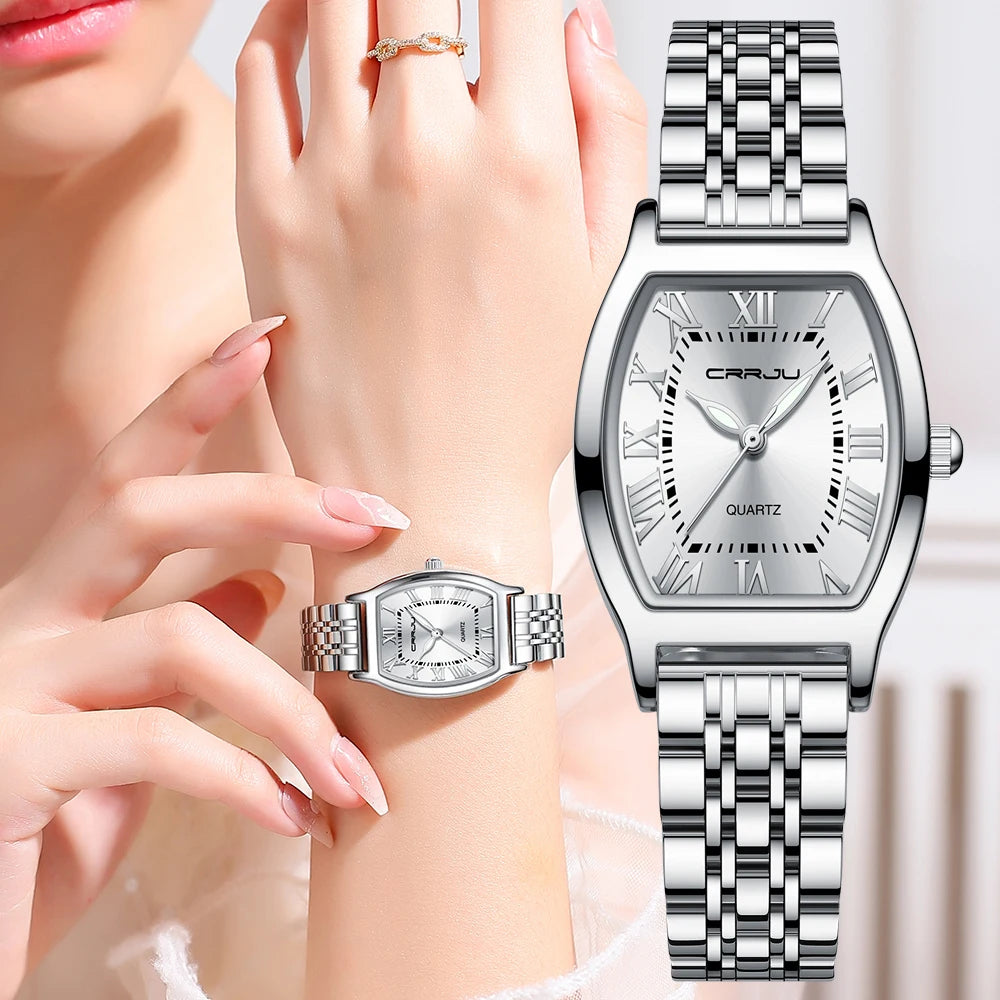 Montre Femme CRRJU Acier - Carrée Étanche Élégante