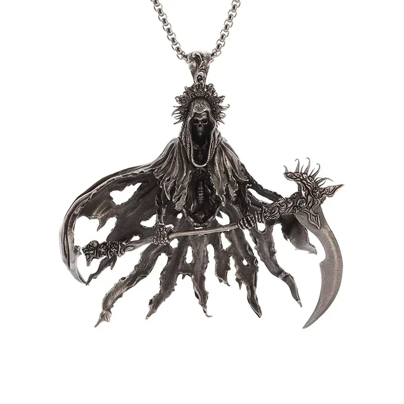 Collier Pendentif Faux de la Mort - Bijou Gothique Enfer