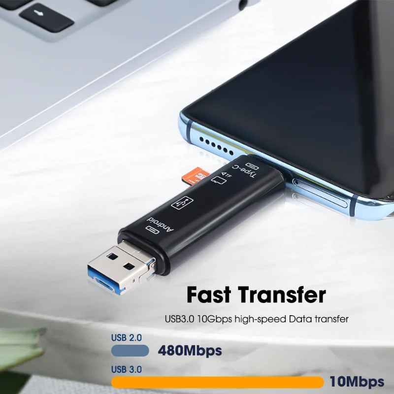 5 In 1 Multifunction OTG Micro Reader Flash Drive Smart Memory Card Reader Type C Cardreader USB 2.0 for USB Micro SD Adapte