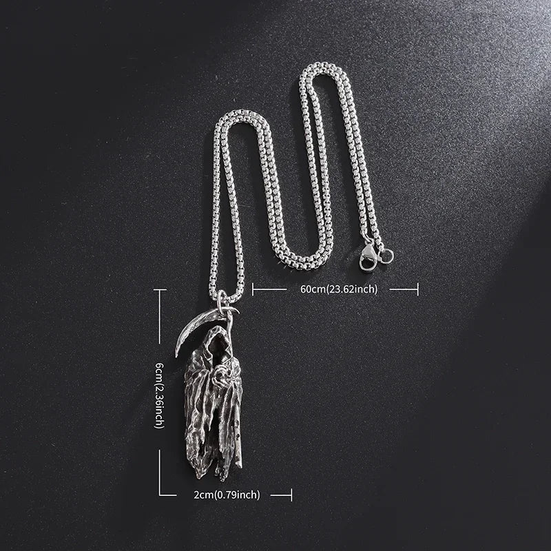 Collier Pendentif Faux de la Mort - Bijou Gothique Enfer