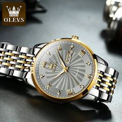 OLEVS Luxury Watch Men Automatic Mechanical Business Male Wristwatch Waterproof Roman Dial Date Week Display Relogio Masculino