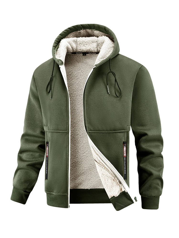 Manteau Homme Polaire d'Agneau - Capuche Chaude