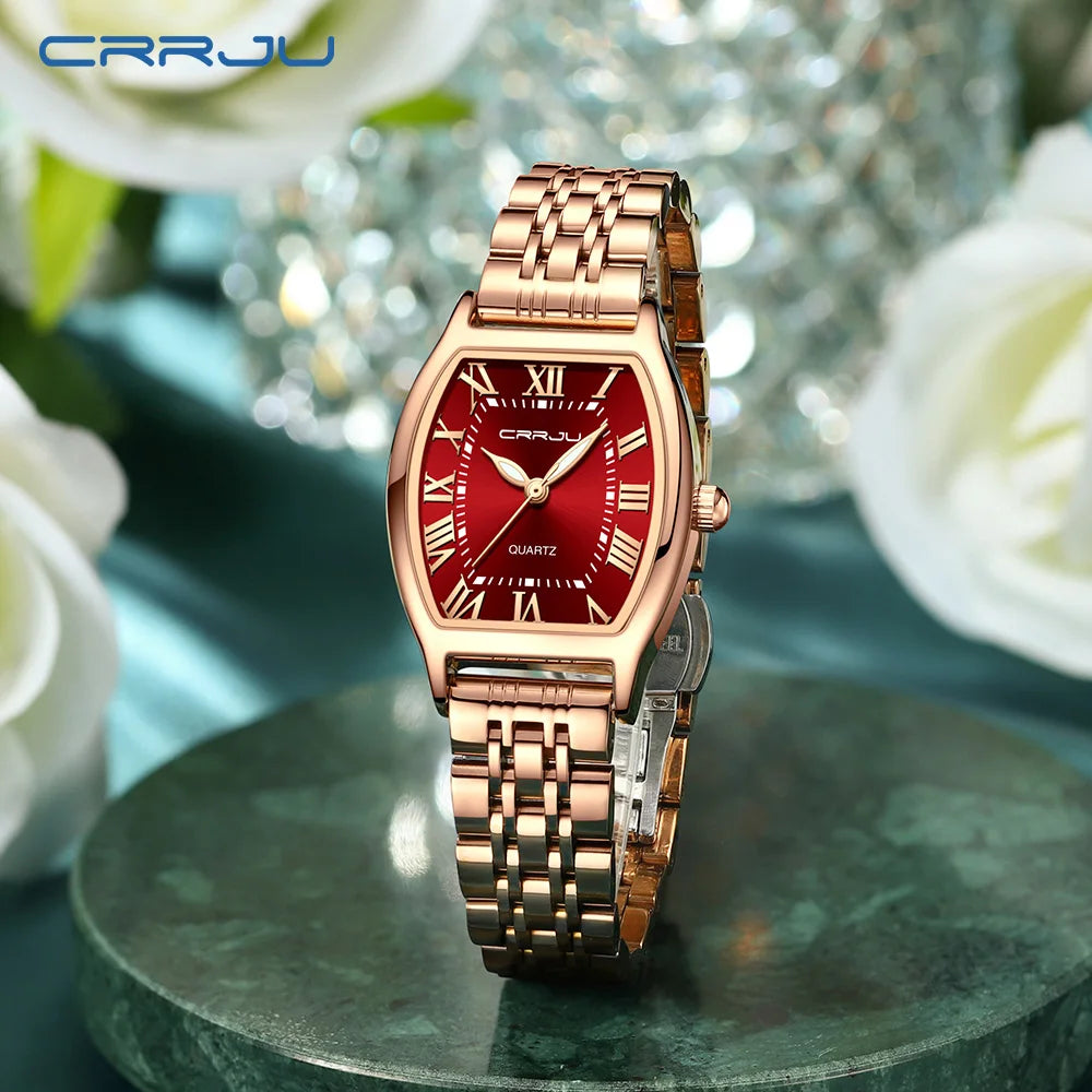 Montre Femme CRRJU Acier - Carrée Étanche Élégante