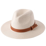 56-58-59-60CM New Natural Panama Soft Shaped Straw Hat Summer Women/Men Wide Brim Beach Sun Cap UV Protection Fedora Hat