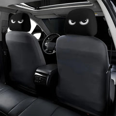 Housse pour appui-tête de voiture, 2 pièces, yeux inclinés amusants, imprimé de dessin animé, pour Halloween, noël, vacances, décoration intérieure Automobile