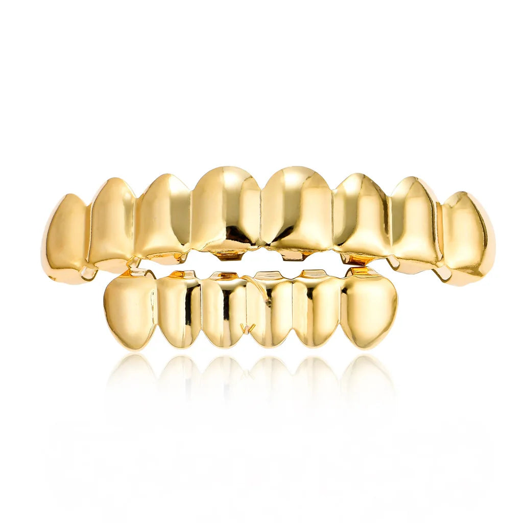 RACHELZ Hip Hop 8/6 dents de couleur noire Grillz Punk haut bas brillant bouchons de dents décor pour femmes hommes bijoux Halloween Cosplay