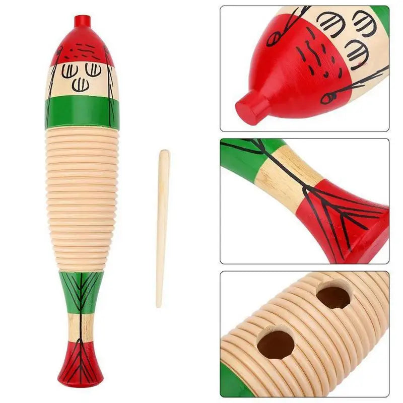 Toddler Musical Instruments Rhythm Toy Wooden Fish Frog Guiro Music Toys Baby Kid Child Early Educational Percussion With Mallet