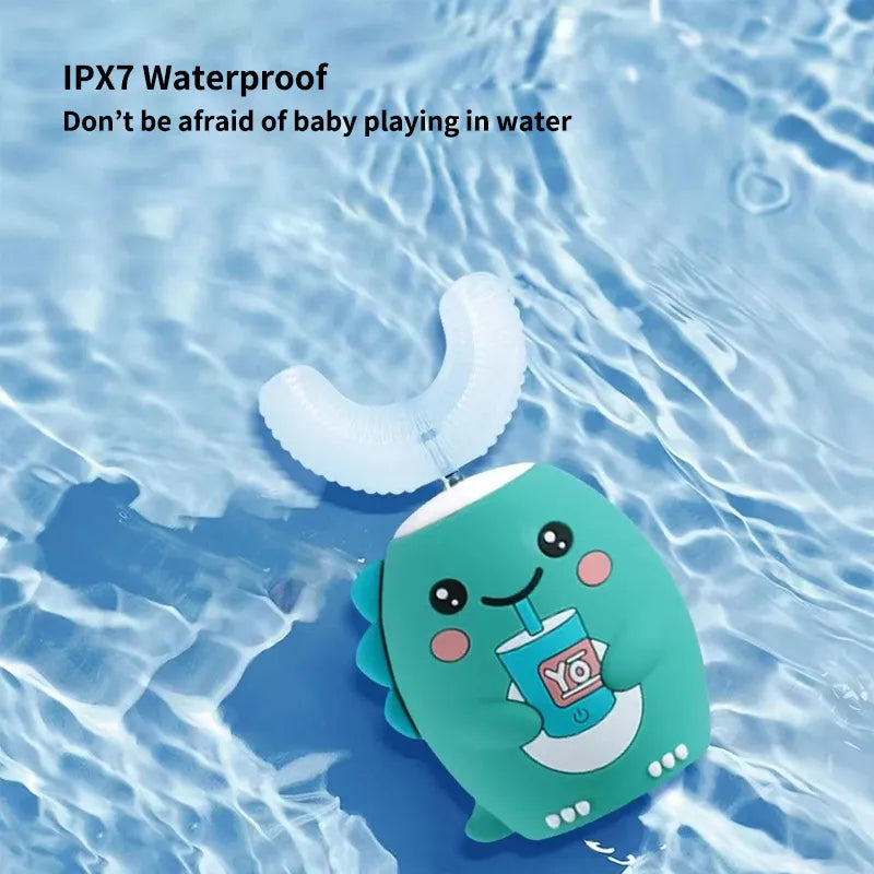 Smart Electric Toothbrush for Kids U Shaped 360 Degrees Silicon Sonic Teeth Tooth Brush Children Cartoon Pattern IPX7 Waterproof