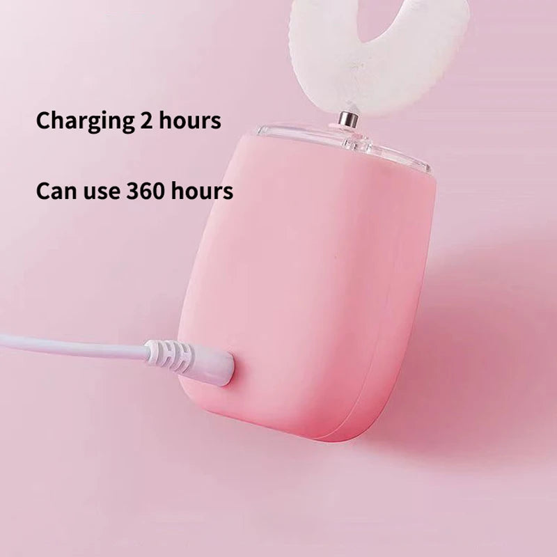 U-shaped Electric Sonic Toothbrush Rechargeable for Adults Kids 360° Automatic Silicone Teeth Brush Smart Timer Blue Light IPX7