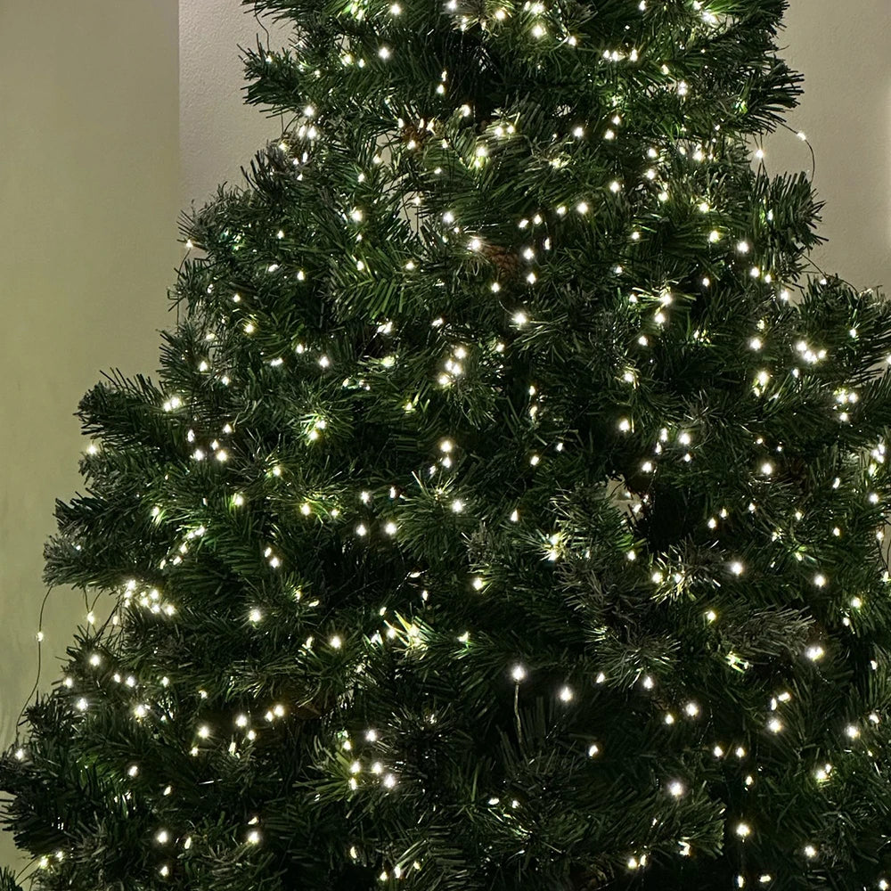 Guirlande LED 10-200m Fil Vert - Extérieur Arbre Noël