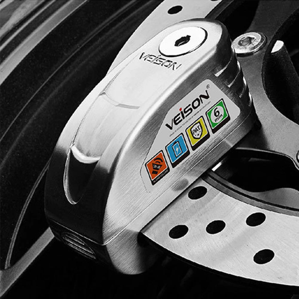 VEISON Motorcycle Alarm Lock Bike Disc Lock Warning 130DB Security Anti Theft Waterproof Brake Rotor Padlock Disc Brake Lock