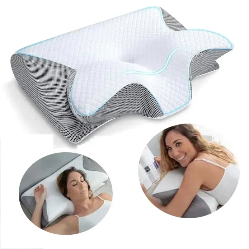 Oreiller à mémoire de forme papillon, oreiller en mousse à mémoire de forme, profilé pour le sommeil, soulagement de la douleur au cou, soutien du ventre, oreiller confortable
