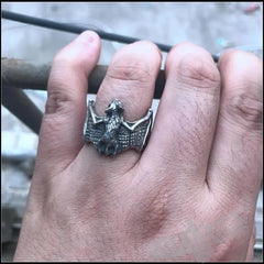 Bague chauve-souris foncée rétro pour hommes, couleur or argent, Punk de rue gothique, réglable, accessoires de bijoux faits à la main, cadeau d'halloween