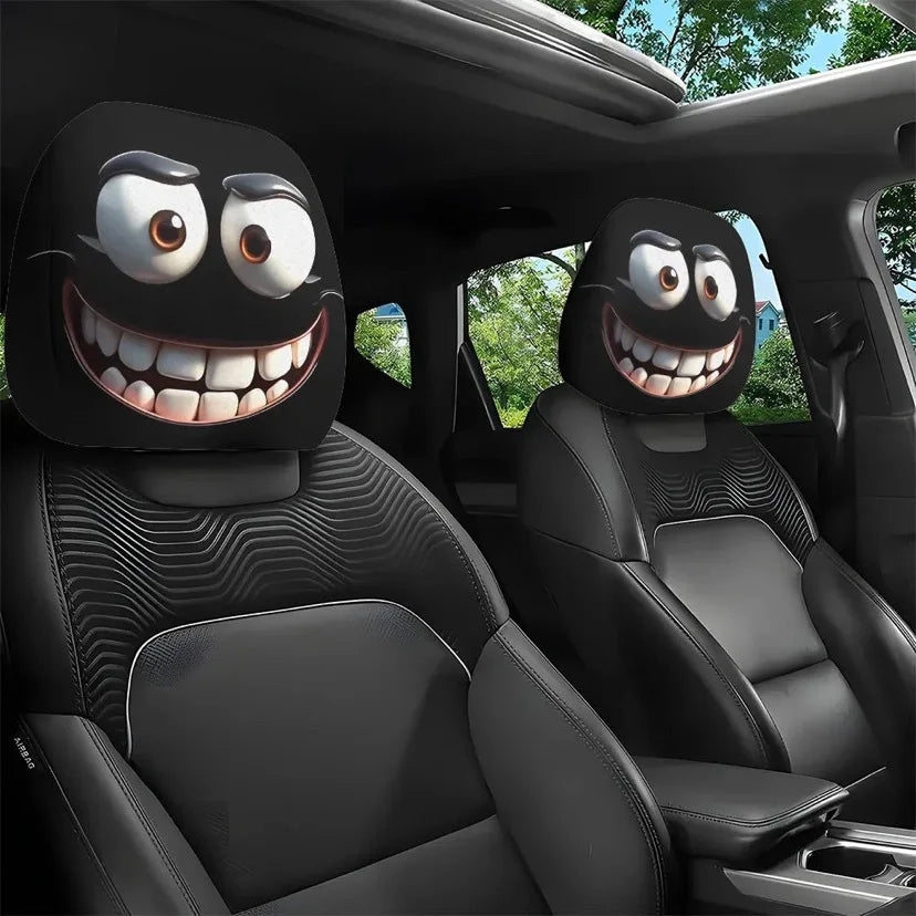 Housse Appui-Tête Voiture Yeux Rigolos - Lot 2 Halloween Noël