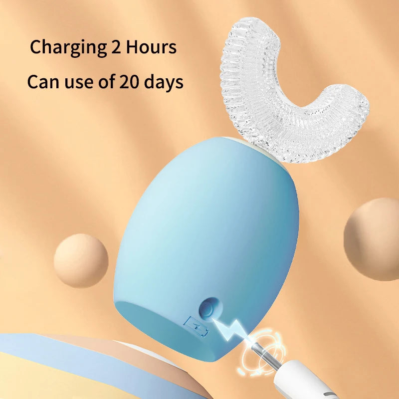 Smart Electric Toothbrush for Kids U Shaped 360 Degrees Silicon Sonic Teeth Tooth Brush Children Cartoon Pattern IPX7 Waterproof