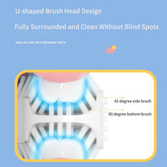 U-shaped Electric Sonic Toothbrush Rechargeable for Adults Kids 360° Automatic Silicone Teeth Brush Smart Timer Blue Light IPX7