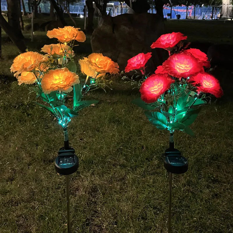 7 Heads Carnation Outdoor LED Solar Light Garden Flower Waterproof Decorative Lamp Solar Powered Yard Lawn Pathway Wedding