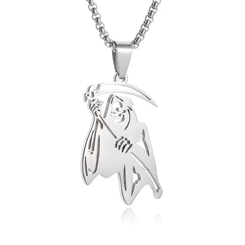 Collier Pendentif Faux de la Mort - Bijou Gothique Enfer