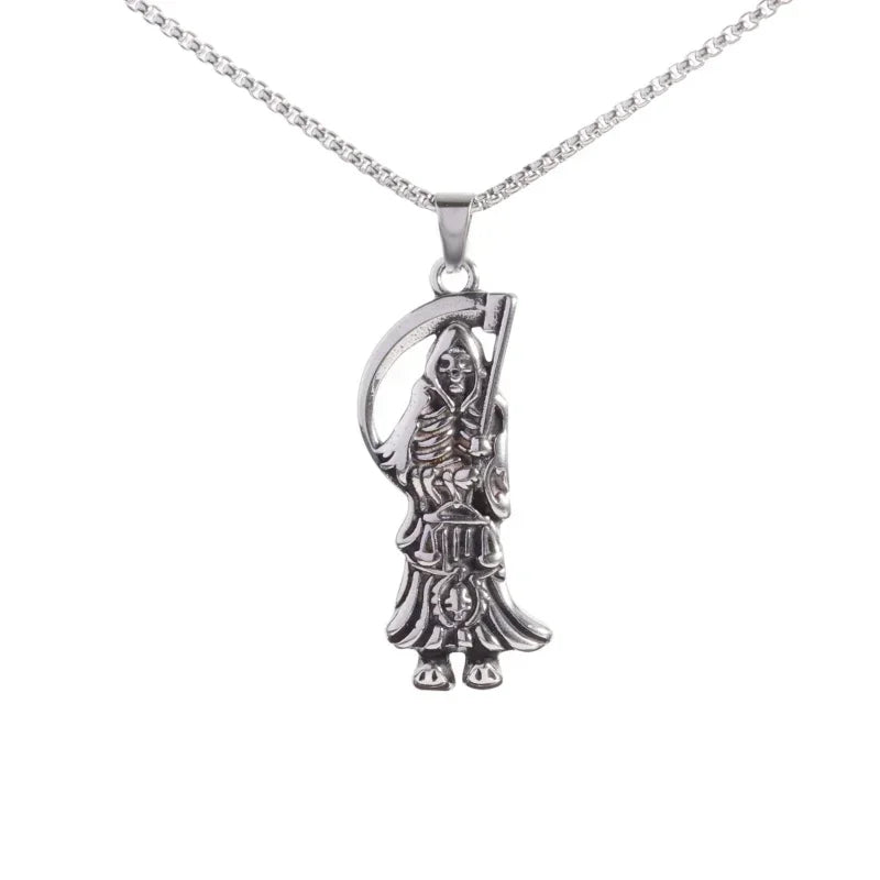 Collier Pendentif Faux de la Mort - Bijou Gothique Enfer