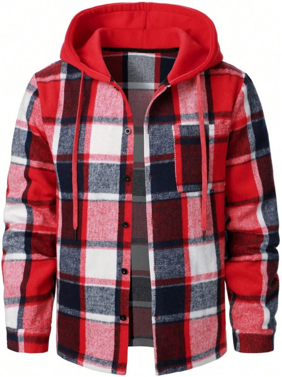 Sweat à capuche polaire homme – Motif à carreaux