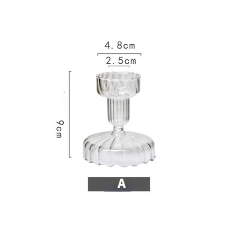 Vintage Glass French Style Candlestick Crystal Glass Candle Holders Simple Wedding Romantic Candlelight Dinner Home Decoration