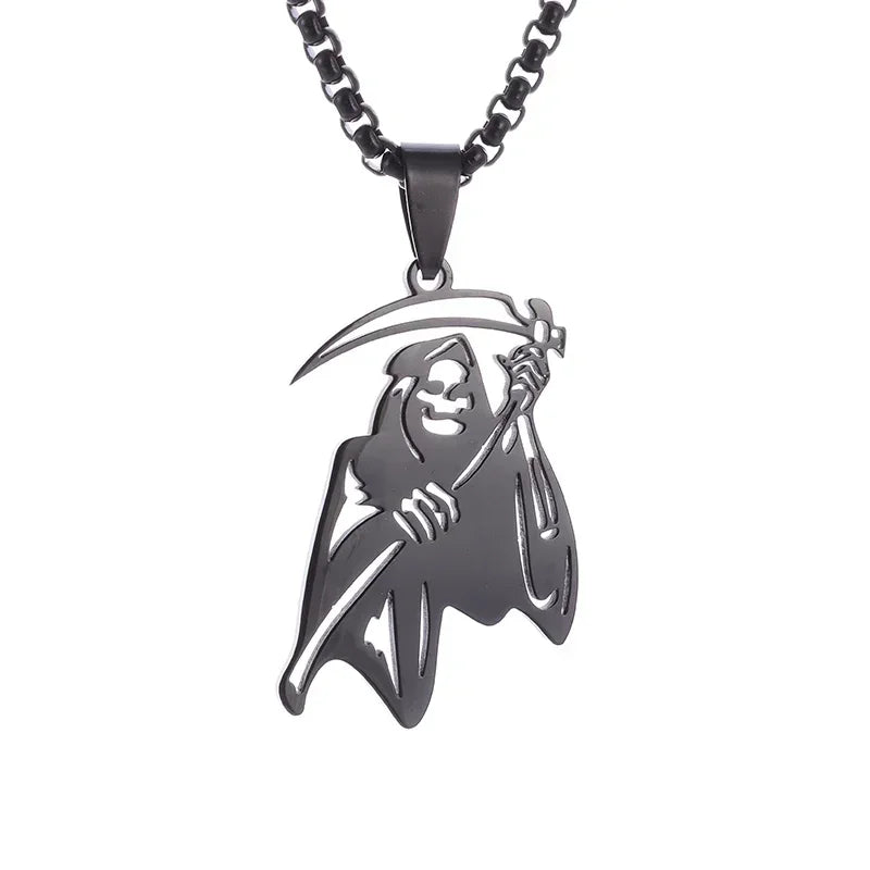 Collier Pendentif Faux de la Mort - Bijou Gothique Enfer