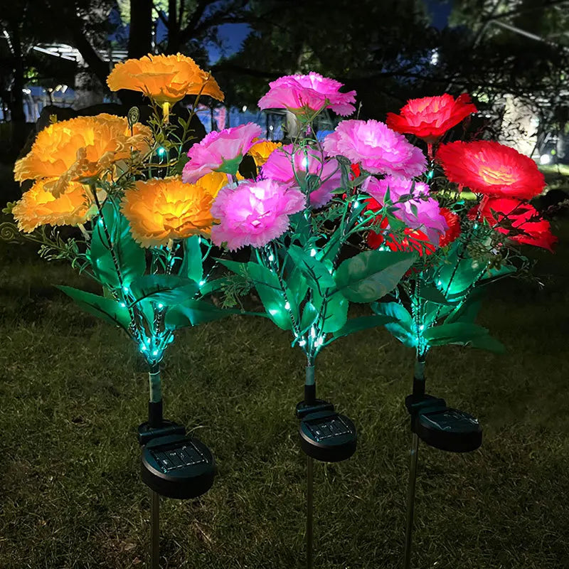 7 Heads Carnation Outdoor LED Solar Light Garden Flower Waterproof Decorative Lamp Solar Powered Yard Lawn Pathway Wedding