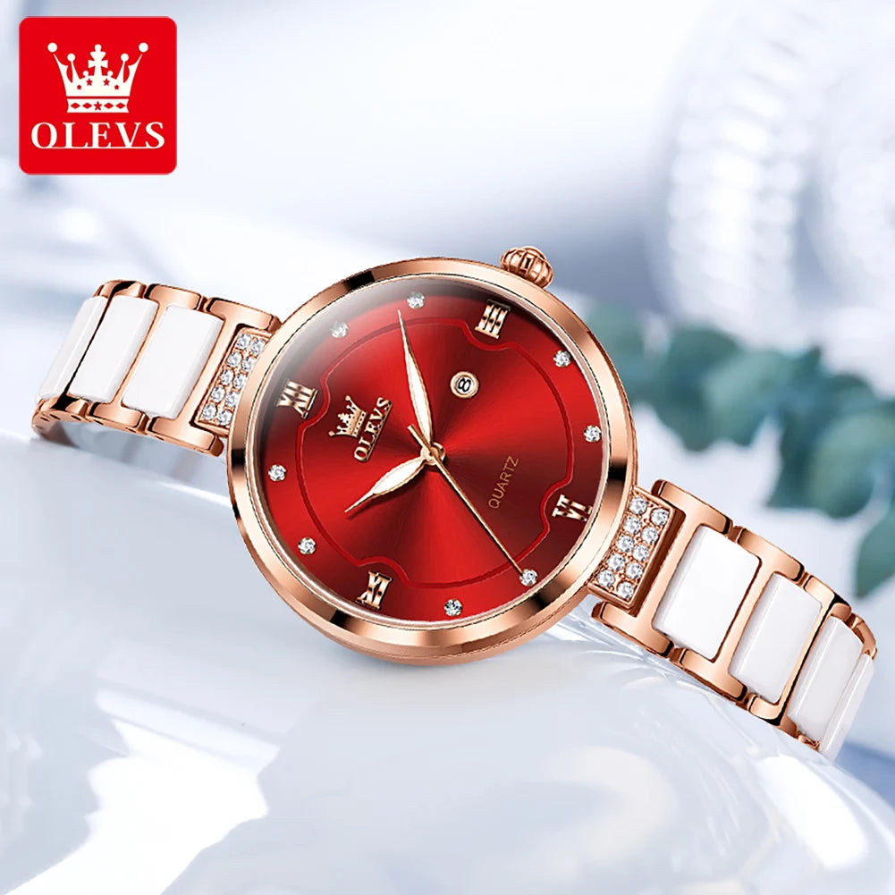 Montre Céramique OLEVS Femme - Bracelet Élégant Luxe