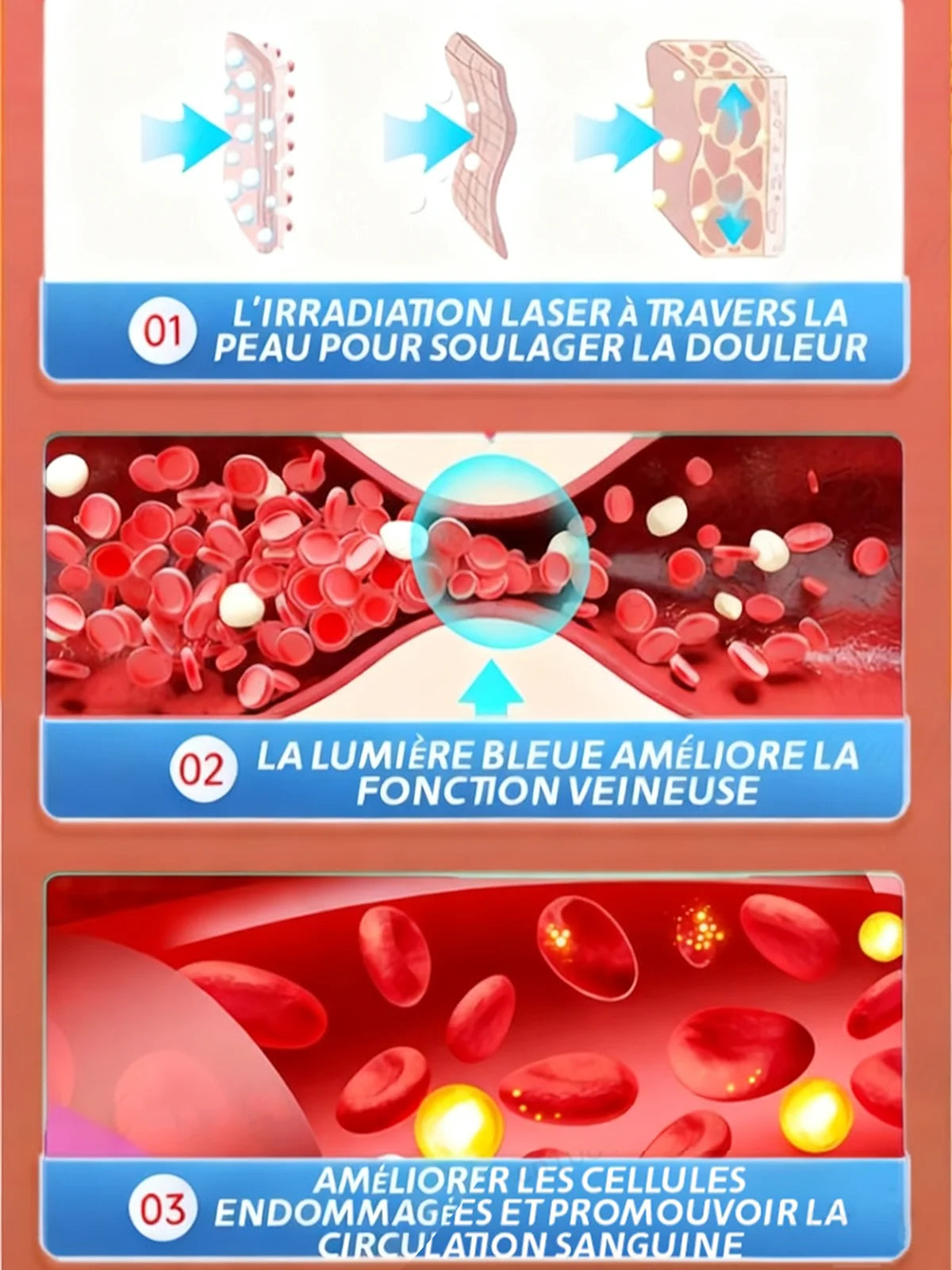 Pointeur laser portable pour le soin des jambes