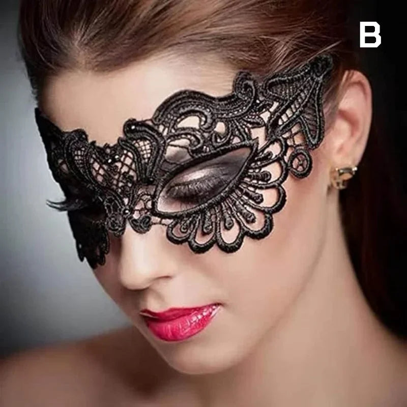 Masque Dentelle Bal Masqué Halloween - Cape Demi-Visage Femme
