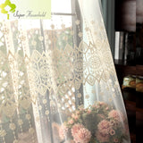 Europe Embroidered Lace Sheers Curtains for Living Room Window Treatments Luxury Tulle Bedroom Screen Drapes Panels
