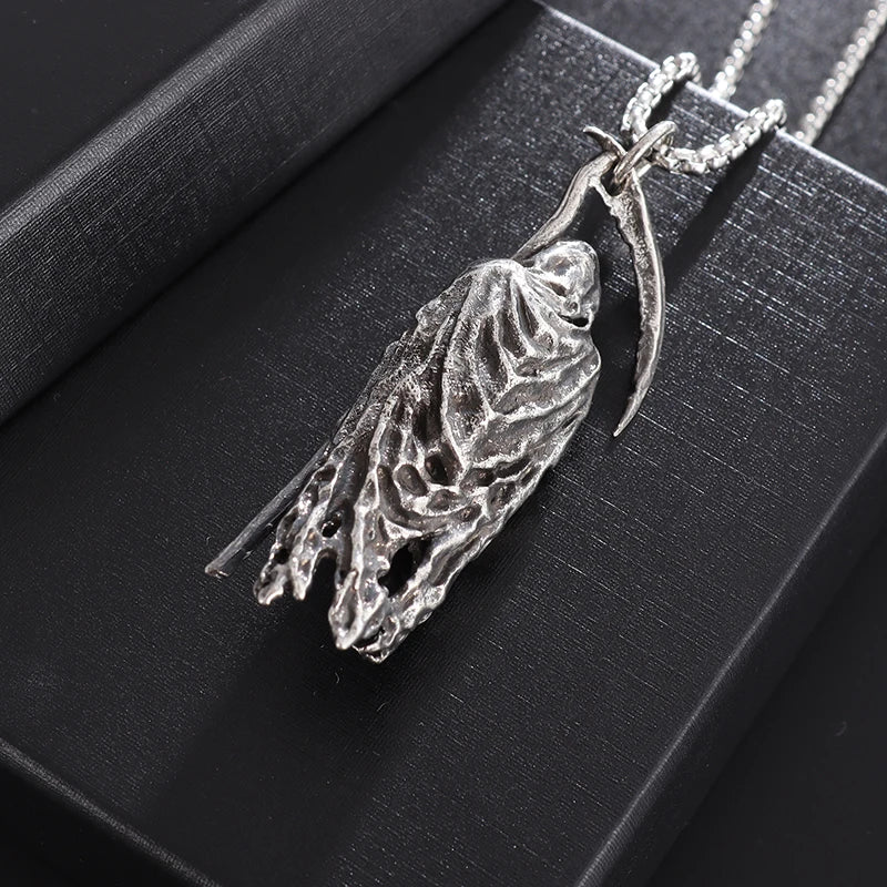 Collier Pendentif Faux de la Mort - Bijou Gothique Enfer