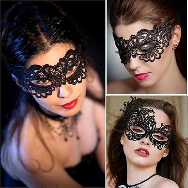 Masque Dentelle Bal Masqué Halloween - Cape Demi-Visage Femme