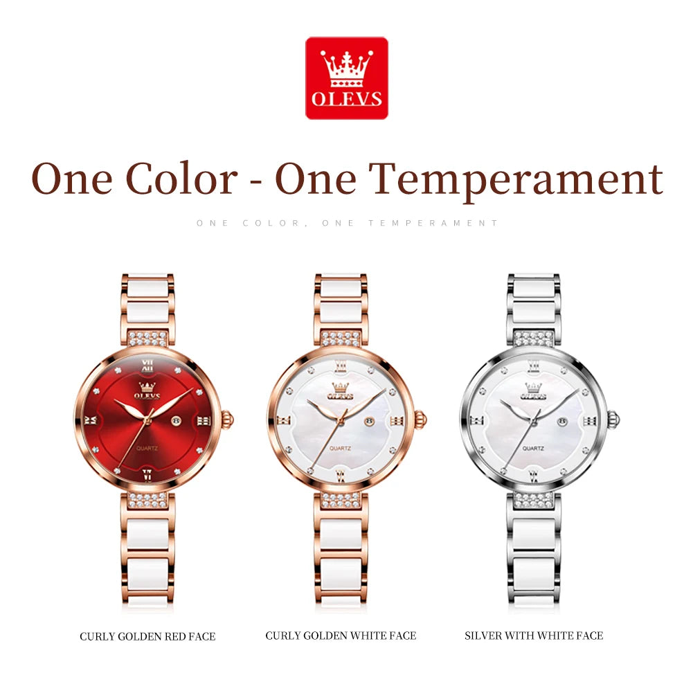 Montre Céramique OLEVS Femme - Bracelet Élégant Luxe