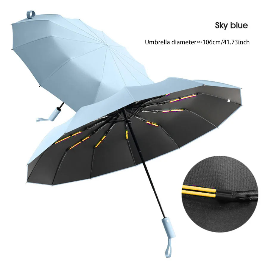 Parapluie 24 Sofia renforcé pour hommes et femmes, protection solaire anti-UV, pour le bain d'affaires, résistant au vent et durable