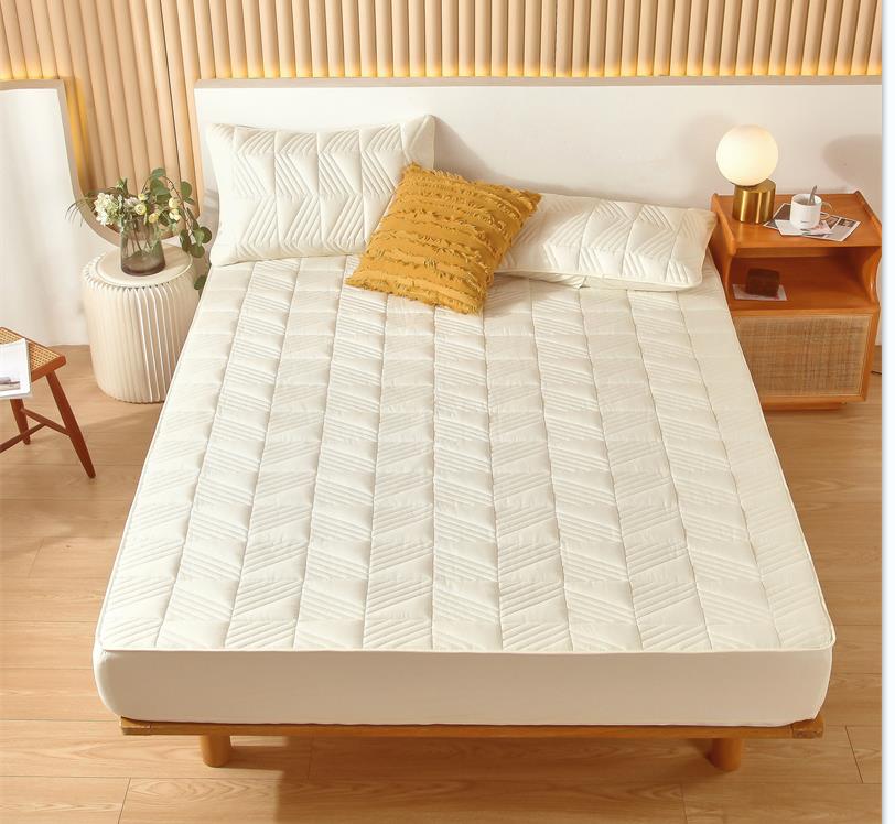 Thicken Quilted Mattress Cover King Queen Quilted Bed Fitted Bed Sheet Anti-Bacteria Mattress Topper Air-Permeable Bed Pad