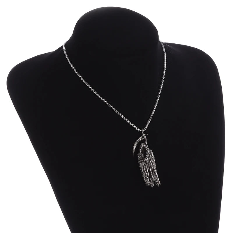 Collier Pendentif Faux de la Mort - Bijou Gothique Enfer